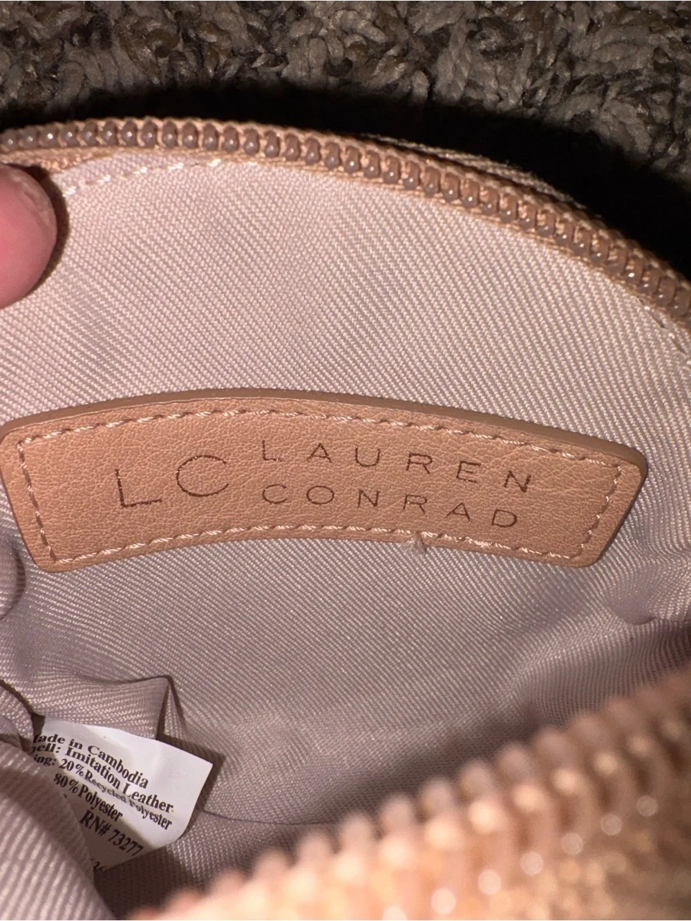 LC Lauren Conrad Peachy Brown Deer Coin Pouch w Keyring